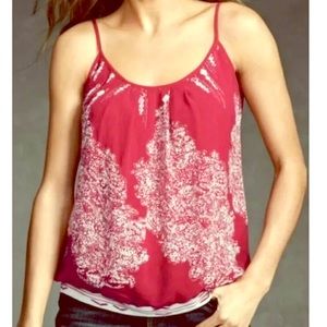 CAbi Red Print Heart of CAbi Township Cami